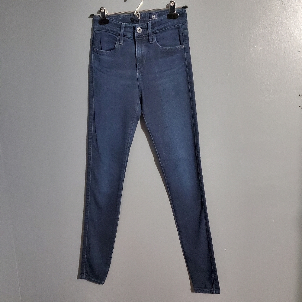 Ag Adriano Goldschmied Blue Skinny Jeans Tapered Fit Dark Wash Size 25